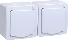 Розетка с заземлением накладная IEK Гермес Plus РСб22-3-ГПБб 2-м. крышка шторки IP54 белый картинка